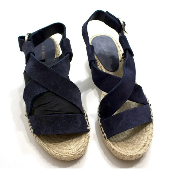 Via Spiga Gia Espadrille Blue Straps Sandal Size 6 NEW With Box - Picture 2 of 9